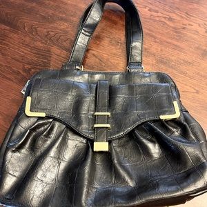 Vintage Mark. by Avon handbag- black faux crocodile w/gold hardware. Never used
